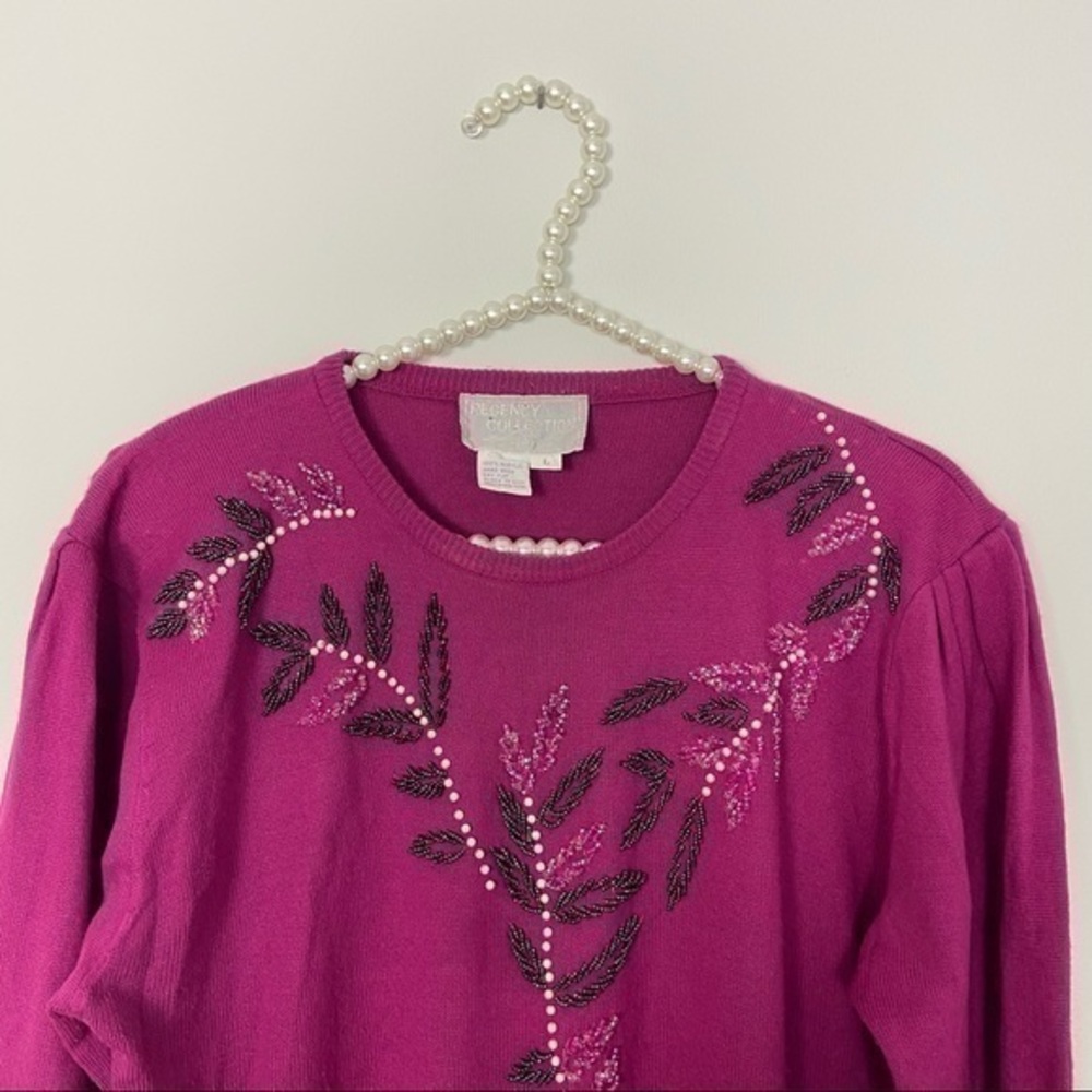 VINTAGE      REGENCY COLLECTION FOR JOYCE BEEDED     SWEATER SIZE L